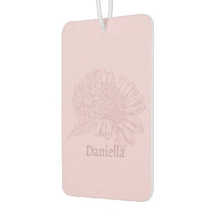 Désodorisant Pour Voiture Dessin au trait de Chrysanthème rose avec votre no