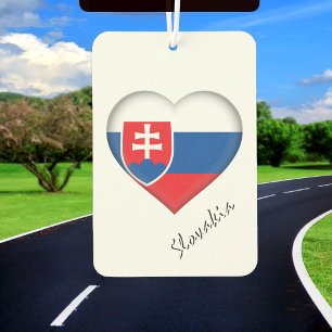 Désodorisant Pour Voiture Dessin de la Slovaquie, coeur, drapeau de la Slova