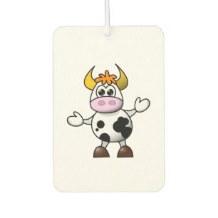 Désodorisant Pour Voiture Dessin dessiné Taureau de vache noir et blanc
