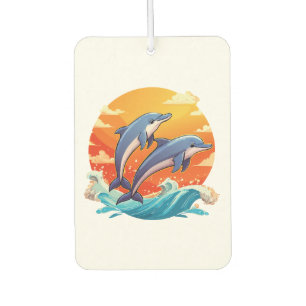 Désodorisant Pour Voiture Deux dauphins de dessin animé sautant