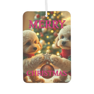 DÉSODORISANT POUR VOITURE DEUX POODLES CÉLÉBRER NOËL