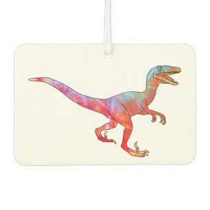 Désodorisant Pour Voiture Dinosaure Psychédélique Velociraptor Coloré Art