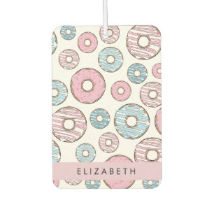 Désodorisant Pour Voiture Donuts Roses, Donuts Bleus, Sprinkings, Votre Nom