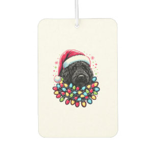 Désodorisant Pour Voiture Doodle noir Labradoodle Noël Arbre de Noël Lumière