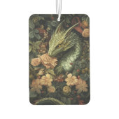 Désodorisant Pour Voiture Dragon vert enchanté avec élégant tableau floral (Dos)