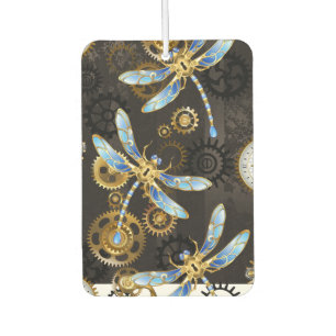 Désodorisant Pour Voiture Dragonflies de Steampunk sur arrière - plan rayé b