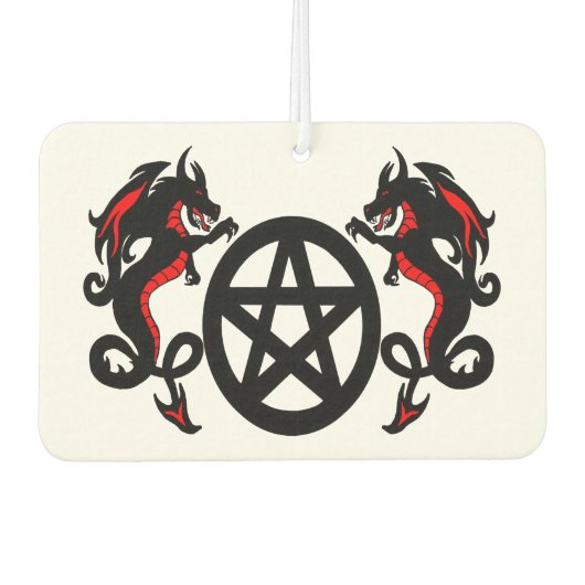 Désodorisant Pour Voiture Dragons rouges et noirs et Pentacle (Devant)