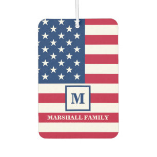 Désodorisant Pour Voiture Drapeau américain personnalisé avec monogramme USA
