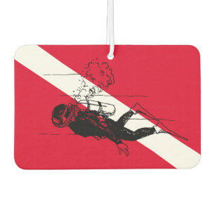 Désodorisant Pour Voiture Drapeau de plongée avec illustration de plongeur r