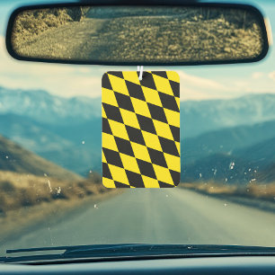 Désodorisant Pour Voiture Drapeau diamant de Bavière noire et jaune Motif