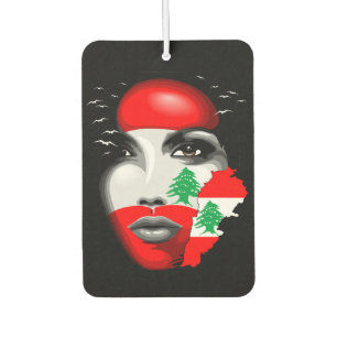 Désodorisant Pour Voiture Drapeau et carte du Liban sur le visage de la fill