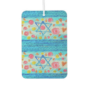 Désodorisant Pour Voiture Drapeau israélien lunaire avec fleurs & coeurs