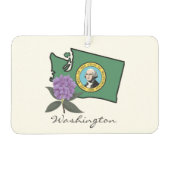 Désodorisant Pour Voiture Drapeau Washington et Fleur Rhododendron Pacifique (Dos)