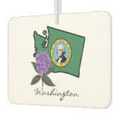 Désodorisant Pour Voiture Drapeau Washington et Fleur Rhododendron Pacifique (Gauche)