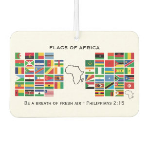 Désodorisant Pour Voiture DRAPEAUX D'AFRIQUE avec Ecriture Personnalisable