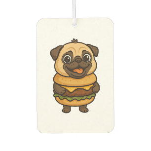 Désodorisant Pour Voiture Drôle de pug avec hamburger cheeseburger mythe cré