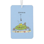 Désodorisant Pour Voiture Drôle gras affamé poisson vert dessin de pêche (Dos)