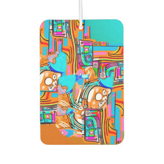 Désodorisant Pour Voiture Electric Orange & Cyan Dreams — Abstrait Pop Desig