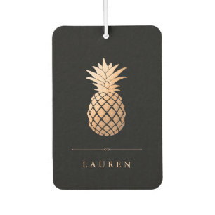 Désodorisant Pour Voiture Élégant ananas Rose en or sur noir