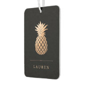 Désodorisant Pour Voiture Élégant ananas Rose en or sur noir (Gauche)