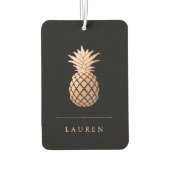 Désodorisant Pour Voiture Élégant ananas Rose en or sur noir (Dos)