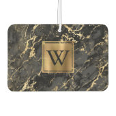 Désodorisant Pour Voiture Elegant Black Gold Marble Monogram (Devant)