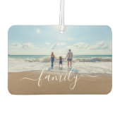 Désodorisant Pour Voiture Élégant blanc manuscrit script famille photo (Dos)