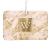 Désodorisant Pour Voiture Elegant Blush Pink Gold Marble Monogram (Dos)