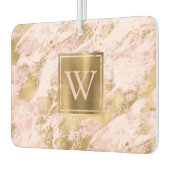 Désodorisant Pour Voiture Elegant Blush Pink Gold Marble Monogram (Gauche)