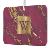 Désodorisant Pour Voiture Elegant Burgundy Gold Marble Monogram (Gauche)