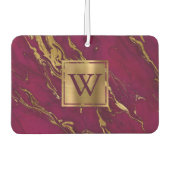 Désodorisant Pour Voiture Elegant Burgundy Gold Marble Monogram (Devant)
