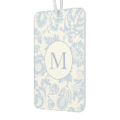 Désodorisant Pour Voiture Élégant Monogramme Bleu Floral Botanique (Gauche)