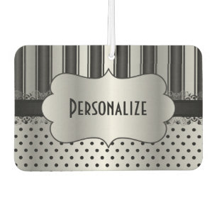 Désodorisant Pour Voiture Élégant Motif noir et argent Personnaliser