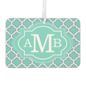 Désodorisant Pour Voiture Élégant Motif Quatrefoil Turquoise Personnalisé Mo (Dos)