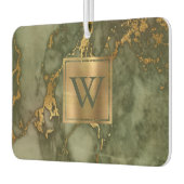 Désodorisant Pour Voiture Elegant Olive Green Gold Marble Monogram (Gauche)