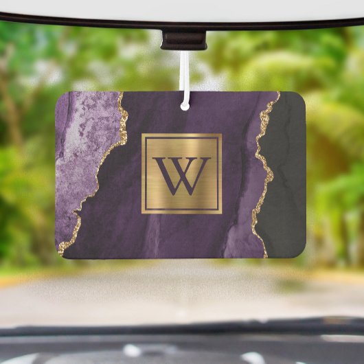Désodorisant Pour Voiture Elegant Purple Gold Agate Monogram