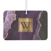 Désodorisant Pour Voiture Elegant Purple Gold Agate Monogram (Devant)