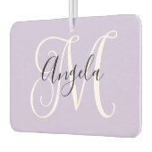 Désodorisant Pour Voiture Élégant Script Monogram Pale Lavender Photo (Gauche)