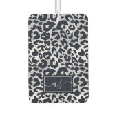 Désodorisant Pour Voiture Élégant Silver Black Leopard Impression Monogramme (Dos)