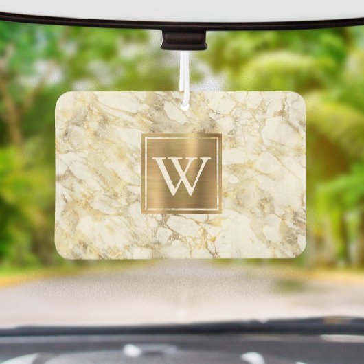 Désodorisant Pour Voiture Elegant White Gold Marble Monogram