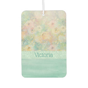 Désodorisant Pour Voiture Elégante Parties scintillant Aquarelle Nom Floral
