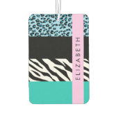 Désodorisant Pour Voiture Empreinte de léopard, Zebra Print, Bleu, Votre nom (Dos)