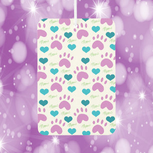 Désodorisant Pour Voiture Empreinte de patte Chat Coeur Meow Pink Bleu Vert