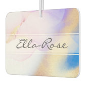 Désodorisant Pour Voiture Encre Abstraite violet Luxe Or Nom personnalisé (Gauche)