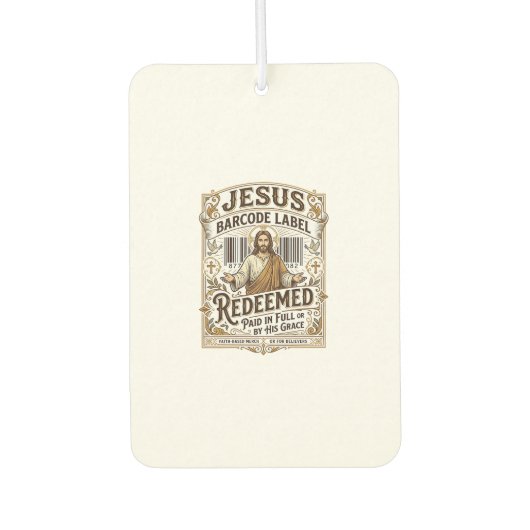 Désodorisant Pour Voiture Étiquette de code-barres Jésus Rachetée Jésus Code (Devant)