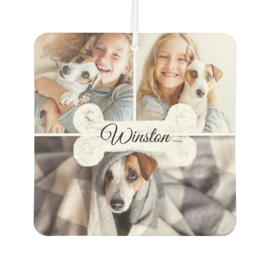 Désodorisant Pour Voiture Famille moderne animal 3 Photo Collage Chien OS & (Devant)