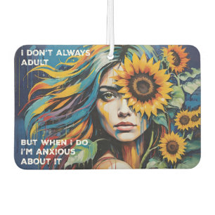 Désodorisant Pour Voiture Femme Whimsical Adulte & Anxieuse Avec Tournesol