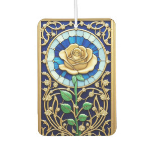 Désodorisant Pour Voiture Fenêtre élégante en verre coloré avec rose dorée