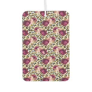 Désodorisant Pour Voiture Fille Empreinte de léopard Floral rose or
