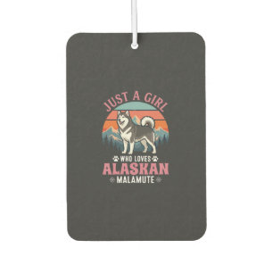 Désodorisant Pour Voiture Fille Juste Malamute d'Alaska Chien Rétro Montagne